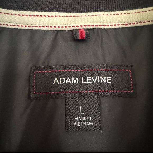 Adam Levine Mens Bomber Jacket Black with White Size L Full Zip w/Pockets - Picture 5 of 13